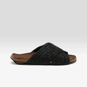 Bosabo Raphia Noir Sandals