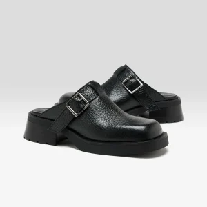 Miista Aroa Black Buckled Mules