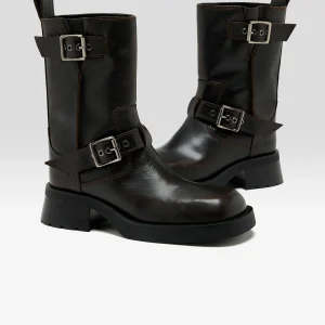 Miista Renate Brown Buckled Ankle Boots